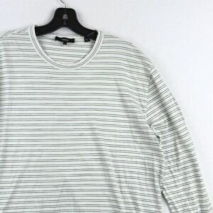 VINCE Mens Shirt Size L Striped White / Green Long Sleeve‎ Top Mens